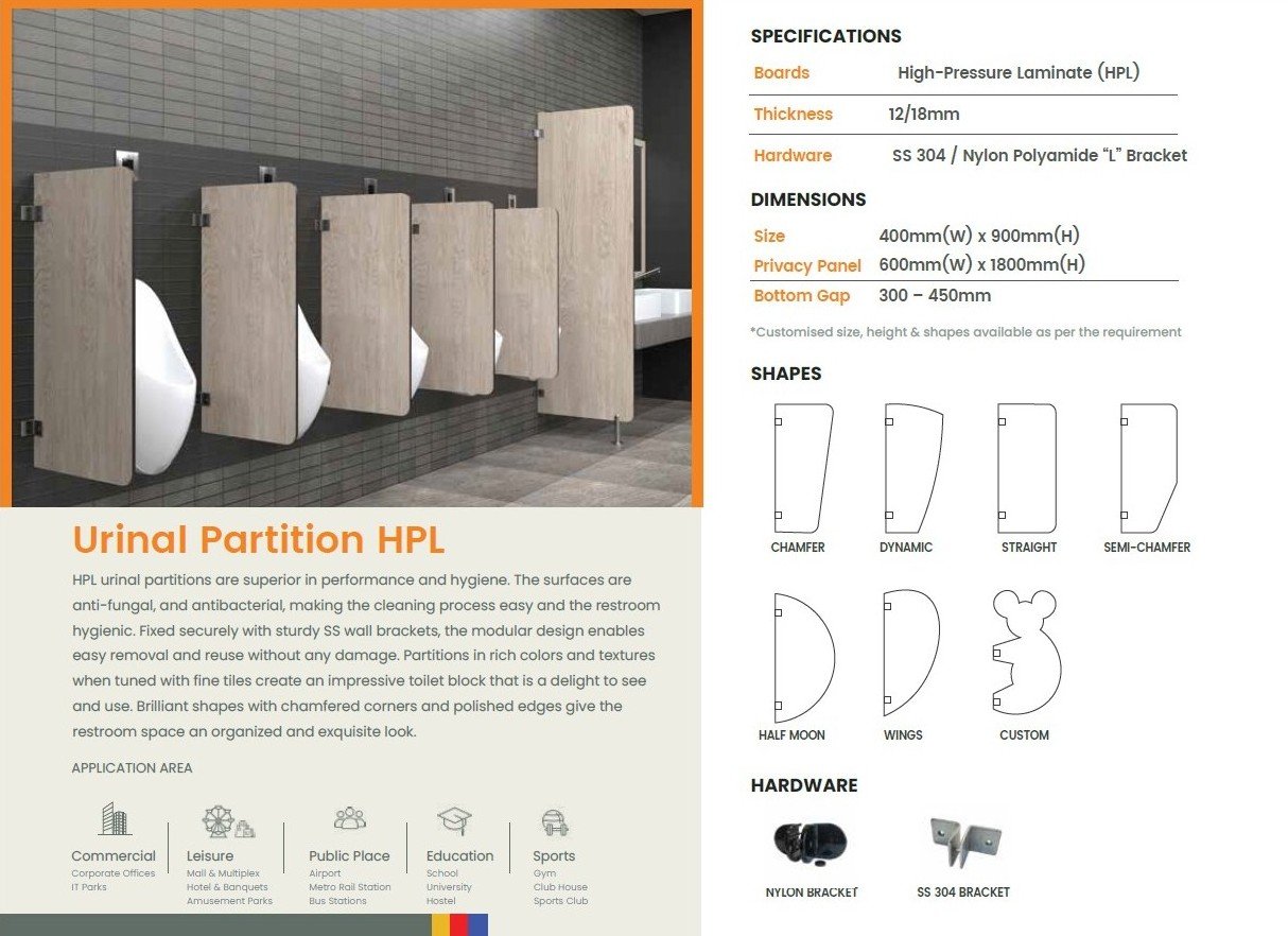 Urinal Partition Supply & Installation Work